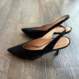 Stuart Weitzman Avianna Black Suede Slingback Pumps - Size 8.5